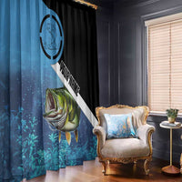 Largemouth Bass Fishing Underwater Graphic Window Curtain Mountain Silhouette and Custom Name Design - Wonder Print Shop