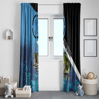 Largemouth Bass Fishing Underwater Graphic Window Curtain Mountain Silhouette and Custom Name Design - Wonder Print Shop