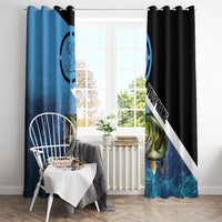 Largemouth Bass Fishing Underwater Graphic Window Curtain Mountain Silhouette and Custom Name Design - Wonder Print Shop