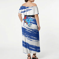 Honduras Independence Day Off Shoulder Maxi Dress Honduran Cultural Heritage Patriotic Symbols Vibrant