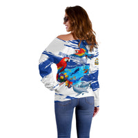 Honduras Independence Day Off Shoulder Sweater Honduran Cultural Heritage Patriotic Symbols Vibrant