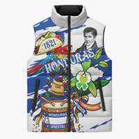 Honduras Independence Day Sleeveless Puffer Jacket Honduran Cultural Heritage Patriotic Symbols Vibrant