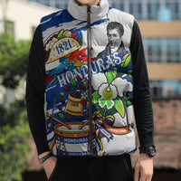 Honduras Independence Day Sleeveless Puffer Jacket Honduran Cultural Heritage Patriotic Symbols Vibrant