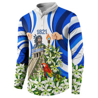 Honduras Independence Day Button Sweatshirt Mayan Temple White Orchid Patriotic