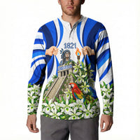 Honduras Independence Day Button Sweatshirt Mayan Temple White Orchid Patriotic