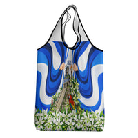 Honduras Independence Day Grocery Bag Mayan Temple White Orchid Patriotic