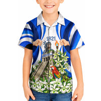 Honduras Independence Day Kid Hawaiian Shirt Mayan Temple White Orchid Patriotic