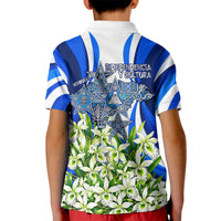 Honduras Independence Day Kid Polo Shirt Mayan Temple White Orchid Patriotic