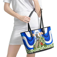 Honduras Independence Day Leather Tote Bag Mayan Temple White Orchid Patriotic