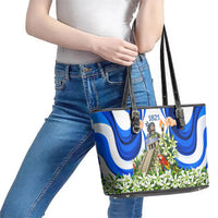 Honduras Independence Day Leather Tote Bag Mayan Temple White Orchid Patriotic