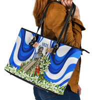 Honduras Independence Day Leather Tote Bag Mayan Temple White Orchid Patriotic