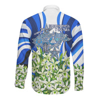 Honduras Independence Day Long Sleeve Button Shirt Mayan Temple White Orchid Patriotic