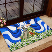 Honduras Independence Day Rubber Doormat Mayan Temple White Orchid Patriotic