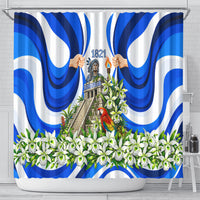 Honduras Independence Day Shower Curtain Mayan Temple White Orchid Patriotic