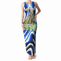 Honduras Independence Day Tank Maxi Dress Mayan Temple White Orchid Patriotic