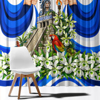 Honduras Independence Day Window Curtain Mayan Temple White Orchid Patriotic