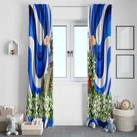 Honduras Independence Day Window Curtain Mayan Temple White Orchid Patriotic