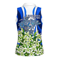 Honduras Independence Day Women Sleeveless Polo Shirt Mayan Temple White Orchid Patriotic