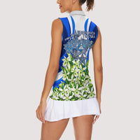 Honduras Independence Day Women Sleeveless Polo Shirt Mayan Temple White Orchid Patriotic