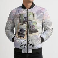 Jimothy The Raccoon Short Spines Long Story Bomber Puffer Jacket Vintage Polaroid Scrapbook Photography Collage