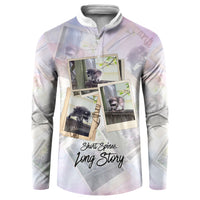 Jimothy The Raccoon Short Spines Long Story Button Sweatshirt Vintage Polaroid Scrapbook Photography Collage