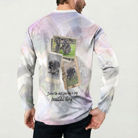 Jimothy The Raccoon Short Spines Long Story Button Sweatshirt Vintage Polaroid Scrapbook Photography Collage