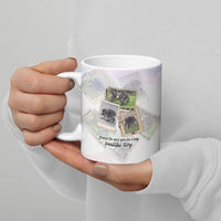 Jimothy The Raccoon Short Spines Long Story Ceramic Mug Vintage Polaroid Scrapbook Photography Collage