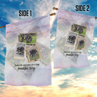 Jimothy The Raccoon Short Spines Long Story Garden Flag Vintage Polaroid Scrapbook Photography Collage