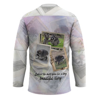Jimothy The Raccoon Short Spines Long Story Hockey Jersey Vintage Polaroid Scrapbook Photography Collage
