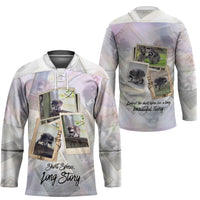 Jimothy The Raccoon Short Spines Long Story Hockey Jersey Vintage Polaroid Scrapbook Photography Collage