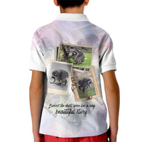 Jimothy The Raccoon Short Spines Long Story Kid Polo Shirt Vintage Polaroid Scrapbook Photography Collage