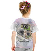 Jimothy The Raccoon Short Spines Long Story Kid T Shirt Vintage Polaroid Scrapbook Photography Collage