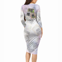 Jimothy The Raccoon Short Spines Long Story Long Sleeve Bodycon Dress Vintage Polaroid Scrapbook Photography Collage