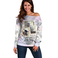 Jimothy The Raccoon Short Spines Long Story Off Shoulder Sweater Vintage Polaroid Scrapbook Photography Collage