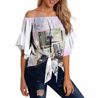 Jimothy The Raccoon Short Spines Long Story Off Shoulder Wrap Waist Top Vintage Polaroid Scrapbook Photography Collage