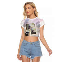 Jimothy The Raccoon Short Spines Long Story Raglan Cropped T Shirt Vintage Polaroid Scrapbook Photography Collage
