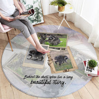 Jimothy The Raccoon Short Spines Long Story Round Carpet Vintage Polaroid Scrapbook Photography Collage
