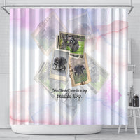 Jimothy The Raccoon Short Spines Long Story Shower Curtain Vintage Polaroid Scrapbook Photography Collage