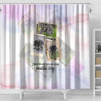 Jimothy The Raccoon Short Spines Long Story Shower Curtain Vintage Polaroid Scrapbook Photography Collage