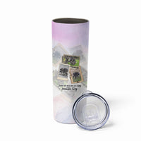 Jimothy The Raccoon Short Spines Long Story Skinny Tumbler Vintage Polaroid Scrapbook Photography Collage