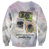 Jimothy The Raccoon Short Spines Long Story Sweatshirt Vintage Polaroid Scrapbook Photography Collage