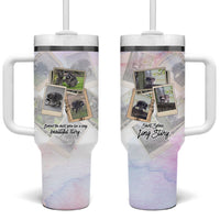 Jimothy The Raccoon Short Spines Long Story Tumbler With Handle Vintage Polaroid Scrapbook Photography Collage