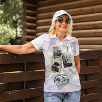 Jimothy The Raccoon Short Spines Long Story Women Polo Shirt Vintage Polaroid Scrapbook Photography Collage