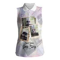Jimothy The Raccoon Short Spines Long Story Women Sleeveless Polo Shirt Vintage Polaroid Scrapbook Photography Collage