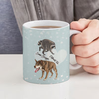 Jimothy The Raccoon And Dogs Ceramic Mug Different Species Same Build Inspirational Heart