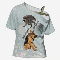 Jimothy The Raccoon And Dogs Cross Shoulder Shirt Different Species Same Build Inspirational Heart