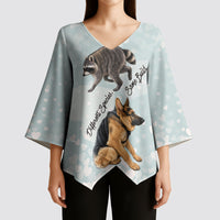 Jimothy The Raccoon And Dogs Kimono Sleeve Blouse Different Species Same Build Inspirational Heart