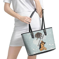 Jimothy The Raccoon And Dogs Leather Tote Bag Different Species Same Build Inspirational Heart