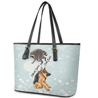 Jimothy The Raccoon And Dogs Leather Tote Bag Different Species Same Build Inspirational Heart