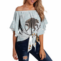 Jimothy The Raccoon And Dogs Off Shoulder Wrap Waist Top Different Species Same Build Inspirational Heart